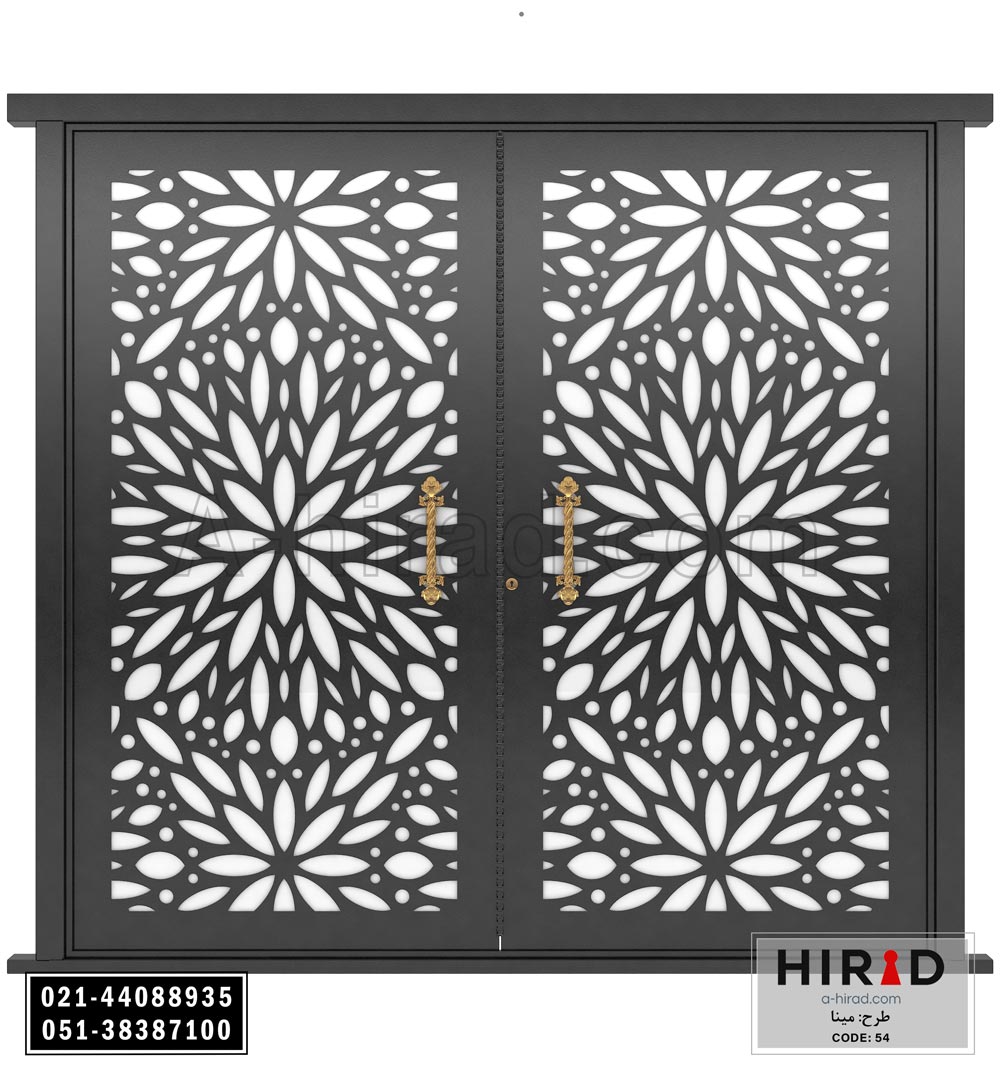 درب فلزی لیزری دولنگه هیراد طرح میناکد 2054 عرض 265 ارتفاع 223 